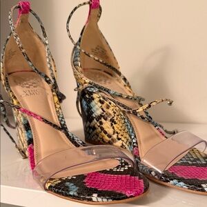 Vince Camuto Multicolor Snake Print Sandals